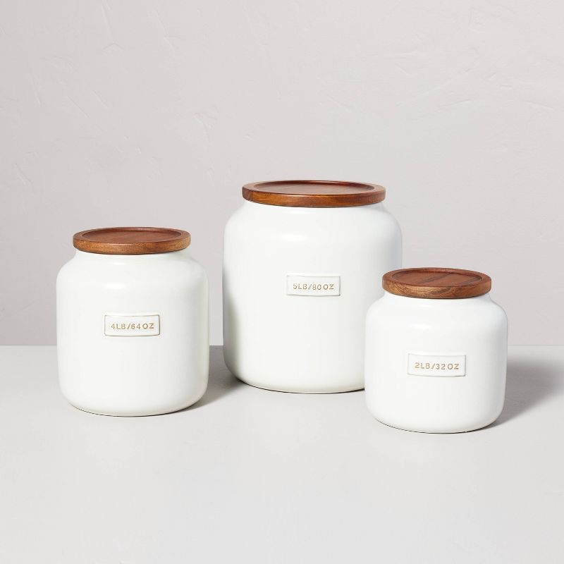 Dry Goods Stoneware Canister with Wood Lid Cream/Brown - Hearth & Hand™ with Magnolia, 4 of 12