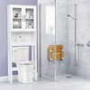 Costway Over the Toilet Storage Cabinet Bathroom Space Saver w/Tempered Glass Door White - 4 of 4