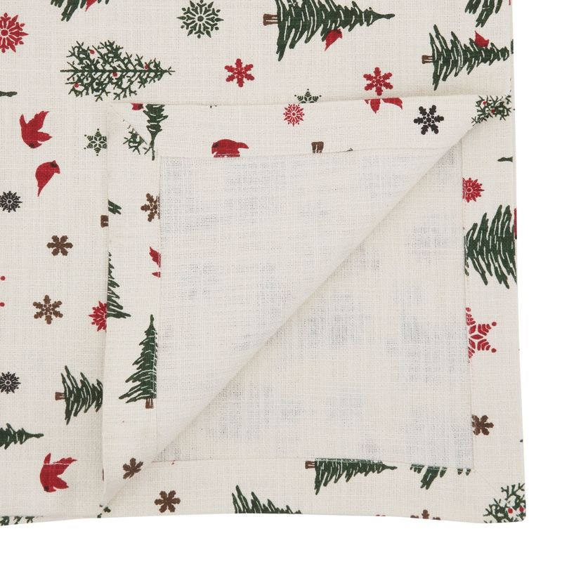 Saro Lifestyle Saro Lifestyle Christmas Tree & Snowflakes Holiday Table Runner, Ivory, 14"x72", 2 of 4