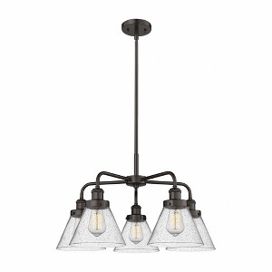 Cone - 5 Light Stem Hung Chandelier In Art Deco Style-15 Inches Tall and 25.75 Inches Wide - 1 of 1