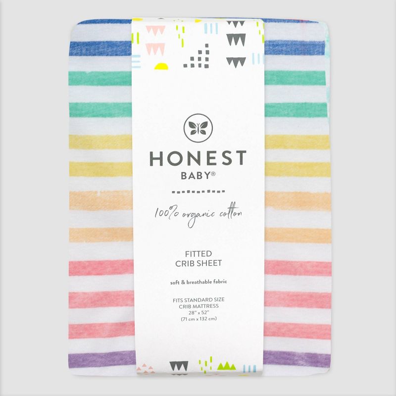 Honest Baby Organic Cotton Fitted Crib Sheet - Rainbow Stripe, 2 of 4
