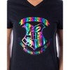 Harry Potter Womens' Rainbow Foil Hogwarts Crest 2 Piece Pajama Jogger Set Multicolor - 2 of 4