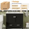 Vynxaria 36" Black Bathroom Vanity with Ceramic Sink, Soft-Close Doors, Double Storage Shelves Divided Drawer - 4 of 4