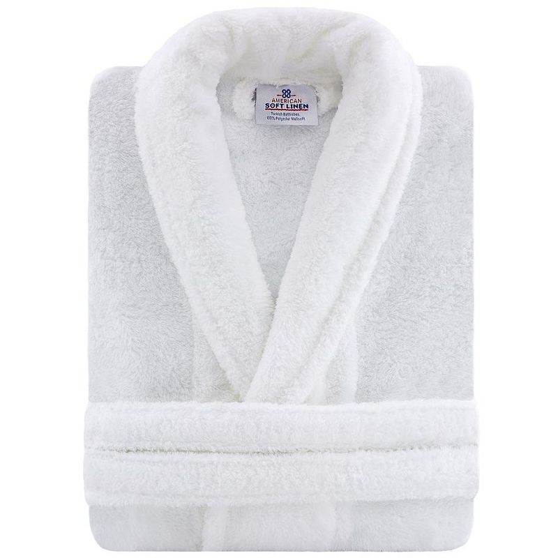 American Soft Linen Warm Fleece Bathrobe, Mens and Womens Adult Robes for your Bathroom, Shawl Collar Robes, 3 of 10