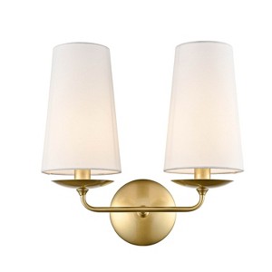 Claxy Gold Wall Sconce Industrial Wall Lamp Fabric Shade 2-Light - 1 of 4