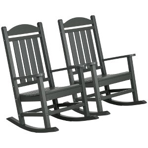 2PCs Outdoor Rocking Chair with Armrests, Fade-Resistant Waterproof HDPE for Indoor & Outdoor - 1 of 4