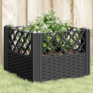 vidaXL Garden Planter with Pegs Black 17.1"x17.1"x17.1" PP - 1 of 4