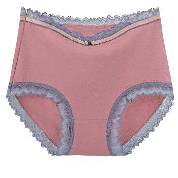 Agnes Orinda Women's Lace Trim High Rise Solid Brief Stretchy Rib Underwear  Light Brown L : Target
