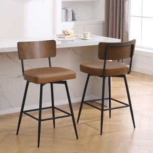 Bekrvio 26'' Counter Height Swivel Bar Stools, Upholstered Faux Leather - 1 of 4