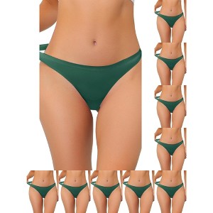 INSPIRE CHIC Women's Unlined Satin Invisible Bikini Comfortable No-Show Thongs 10 Packs - 1 of 4