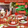 Hachikiko Santa Claus and Snowman Christmas Party Supplies,Disposable Dinnerware, Xmas Party Decorations Paper Plates and Napkins Cups Forks Set - 3 of 4