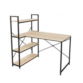 Nost & Host L Shaped Contemporary Home Office Computer Desk with Shelves