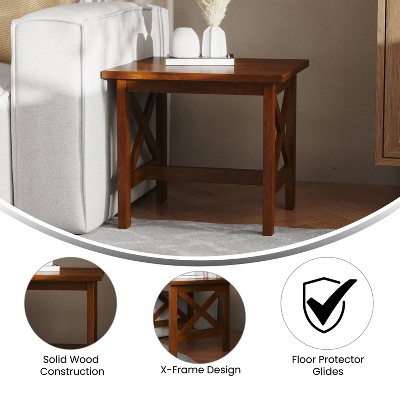 Walnut Solid Wood Farmhouse Accent Table, 21.75" Square