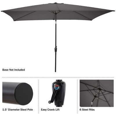 Gray Rectangular 10 Ft Patio Umbrella with Steel Pole