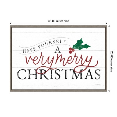 Vintage Christmas Lettering Framed Canvas Wall Art 33 x 23-in