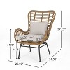 GDFStudio Izidro Outdoor Wicker and Glass 3 Piece Chat Set with Cushions, Light Brown/Beige - image 3 of 4