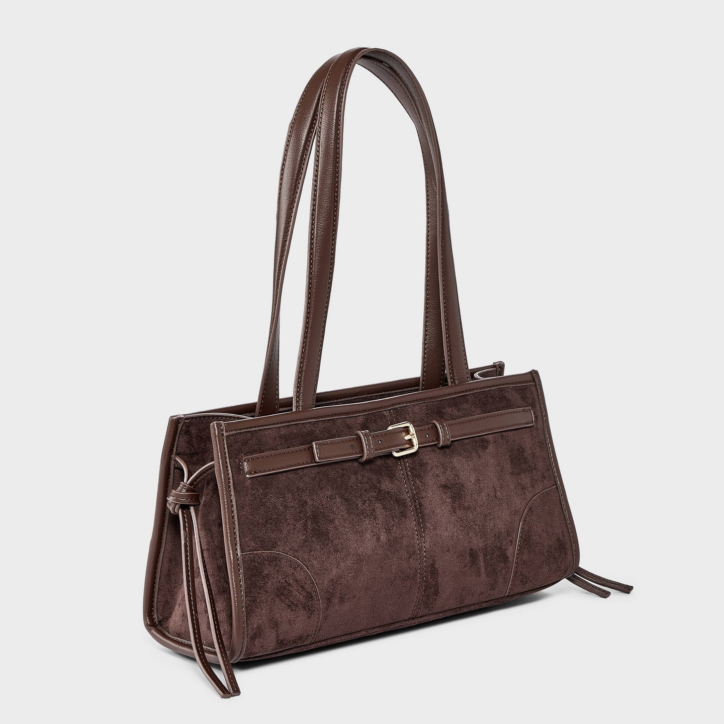Сумка Universal Thread Faux Suede Belted Satchel, цвет: Коричневый — фото 3