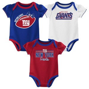 NFL New York Giants Girls' White 3pk Bodysuit - 1 of 4