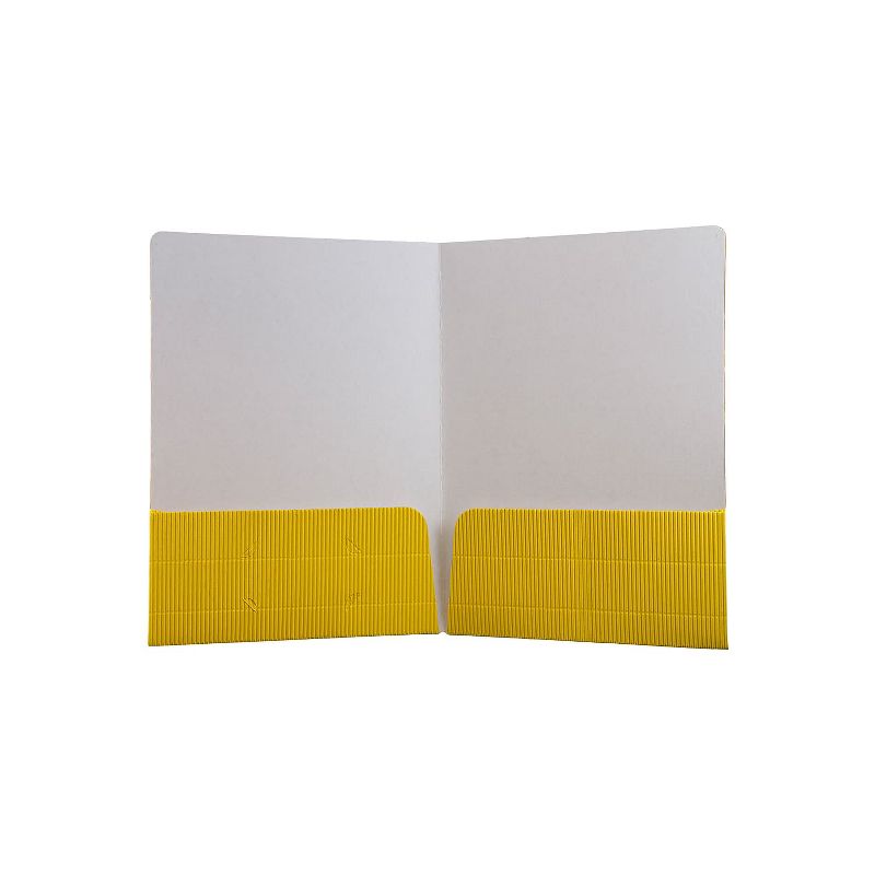 JAM Paper Corrugated Two-Pocket Fluted Folders Yellow 87499D, 2 of 4
