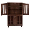 Baxton Studio Fernanda Modern and Contemporary 4-Door Wooden Entryway Shoes Storage Tall Cabinet - Oak Brown: Fixed Shelves, Mahogany Frame - 3 of 4