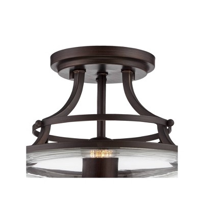 Charleston Bronze Industrial Farmhouse Ceiling Light with Clear Glass