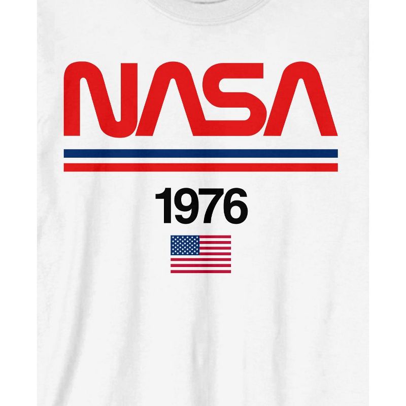 NASA American Flag 1976 Logo Crew Neck Long Sleeve Men's White Tee, 2 of 4
