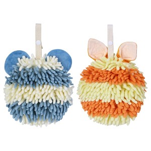 REGALWOVEN Cute Cartoon Soft Absorbent Fluffy Chenille Ball Hand Towels 2 Pcs - 1 of 4