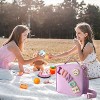 Insulated Lunch Bag With Adjustable Shoulder Strap, Nylon Preppy Lunch Box Reusable Lunch Tote Bag with Smiley Preppy LunchBag for Girls School - 3 of 4