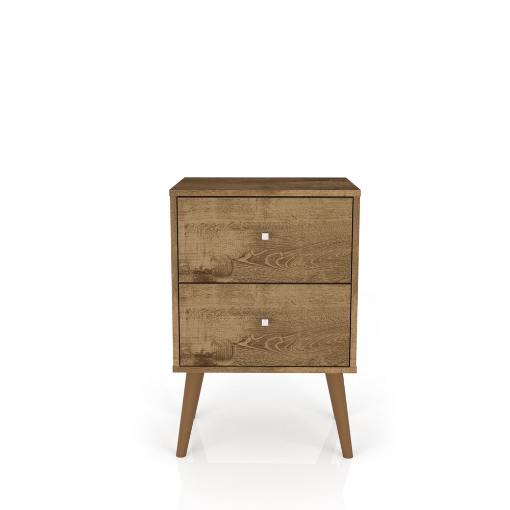 Liberty 2.0 Mid Century Modern Nightstand Rustic Brown - Manhattan Comfort