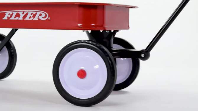 Radio Flyer 18Z 10 Inch Durable Steel Wheels Original Timeless Classic Design Kids Red Wagon with Extra Long Foldable Handle, 2 of 8, play video