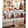 Christmas Throw Pillow Covers 18x18 Set of 4,Linen Pillow Cases Red White Plaid Snowman Christmas Tree - 3 of 4