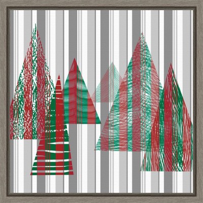 Festive Red and Green Christmas Tree Canvas Wall Art