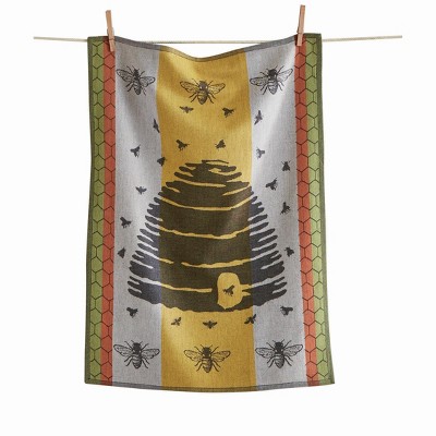 tagltd 26L"x18W" Beehive Print Yellow Jacquard Cotton Dishtowel Kitchen Towel Yellow Machine Washasble
