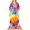 LA LEELA Women's Maxi Slit Dashiki Casual Caftan One Size Orange Abstract - 2 of 4