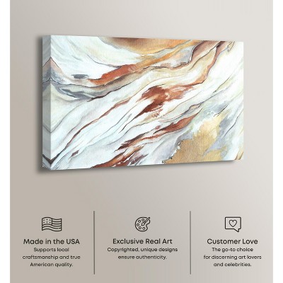 Gold Splashes Abstract Canvas Wall Art in Wooden Frame