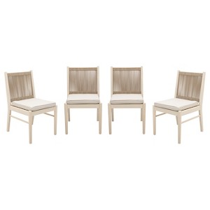 GDFStudio Delia Patio Boho Acacia Wood Dining Chairs with Rope Woven Back, (Set of 4) - 1 of 4