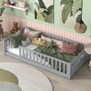 Lycvki Twin Size Floor Bed with Fence without Door, Rubber Wood Floor Bed with Safety Guardrails - 3 of 4