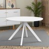 MAYEERTY 47-Inch Round Wooden Dining Table - Metal Frame, Fits 4-6 People for Kitchen, Dining & Living Room (White) - 3 of 4
