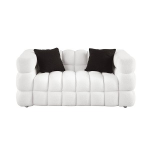 Modern Cloud Sofa With Pillows, Upholstered 2-Seater Human Body Structure Boucle Fabric Sofa Couch For Bedroom Living Room Office - 1 of 4
