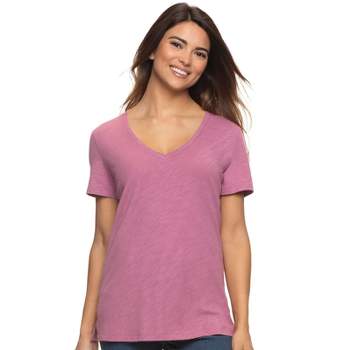 Felina Women's Slub Jersey V-Neck Tee | Short Sleeve T-Shirt