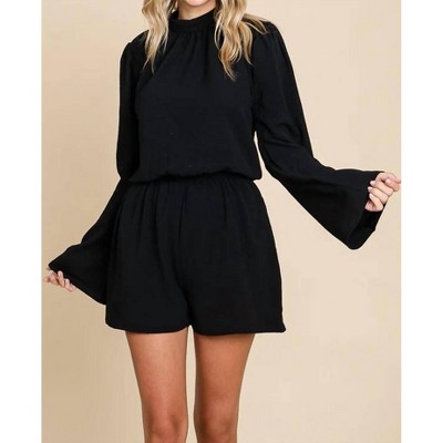 Women's Mock Neck Bell Sleeve Romper - Culture Code