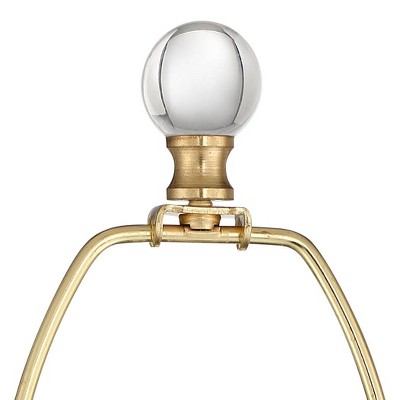 Halston Modern Buffet Table Lamps Set, Brass Crystal with Off-White Shade