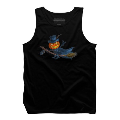 Men's Design By Humans Halloween flying pumpkin By officegeekshop Tank Top