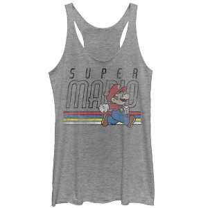 Women's Nintendo Super Mario Classic Stripes Racerback Tank Top - 1 of 3