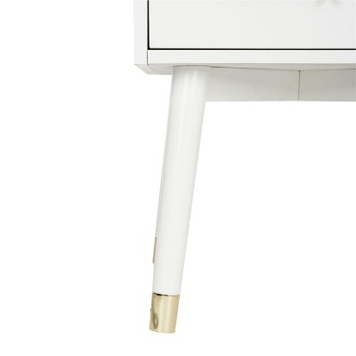 Transitional Gold/White 2-Drawer Nightstand with Metallic Accents