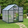 Outsunny Polycarbonate Greenhouse, Heavy Duty Outdoor Aluminum Walk-in Green House Kit with Vent & Door for Backyard Garden - 2 of 4