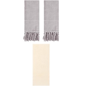 REGALWOVEN 3 Packs Striped and Tassels Hand Towels for Bathroom 14" x 30" - 1 of 4