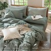 Heathered Green King Duvet Cover Set, 100 Washed Cotton, Breathable Soft - 4 of 4