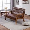 VYNXARIA Mid-Century Modern Solid Loveseat Sofa Upholstered Pu Leather Loveseat, 2-Seat Upholstered Loveseat Sofa Modern Couch£¬Brown - 2 of 4