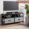 Modern TV Stand with Dual Fabric Drawers & Metal Frame - Holds Up to 55" TV, Waterproof Top & Adjustable Feet - Media Console for Living Room - 3 of 4
